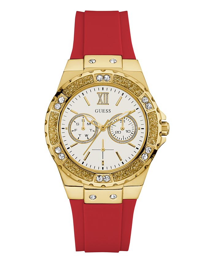 GUESS GOLD TONE CASE RED SILICONE Men's Watch  GW0431L1 - Dawson Watches