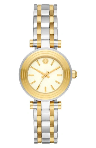 ory Burch Classic T Watch Two Tone Yellow Gold Silver Women's Watch TBW9014 - Image 1