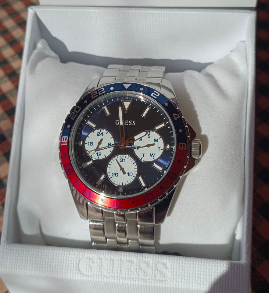 Guess Odyssey Blue Dial pepsi Bezel Men's Watch W1107G2