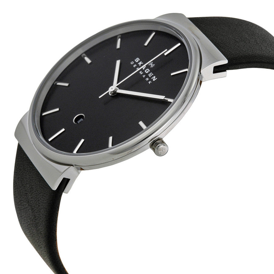 Skagen Ancher Black Dial Leather Strap Men's Watch SKW6236