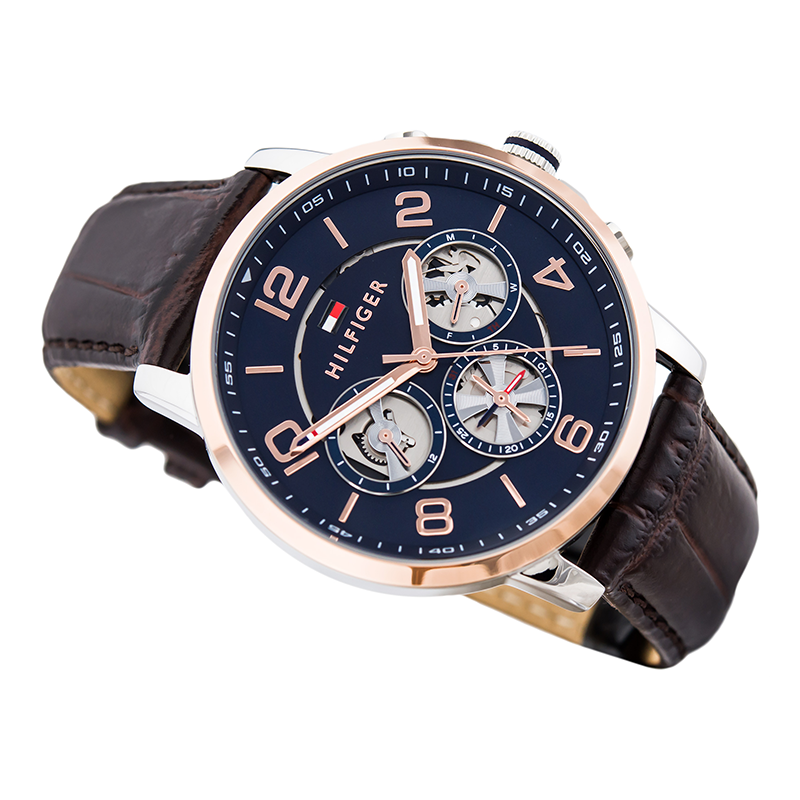 Tommy Hilfiger Keagan Navy Dial Leather Strap Men's Watch 1791290