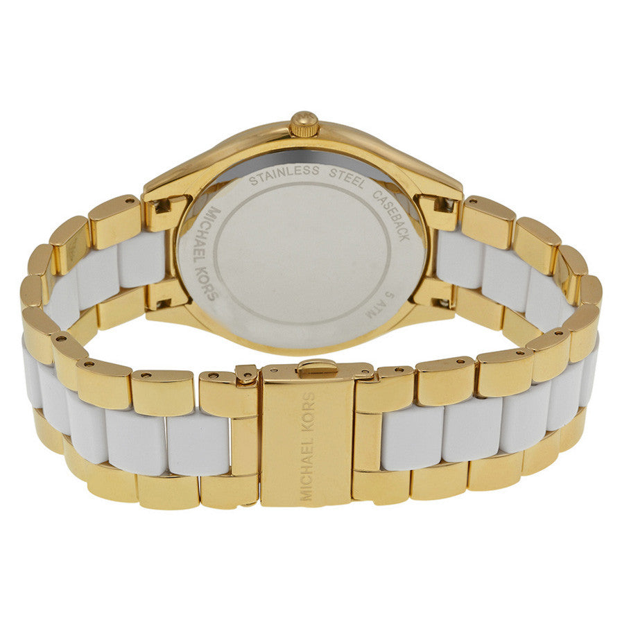 Michael Kors Slim Runway White Dial Gold Unisex Watch MK4295