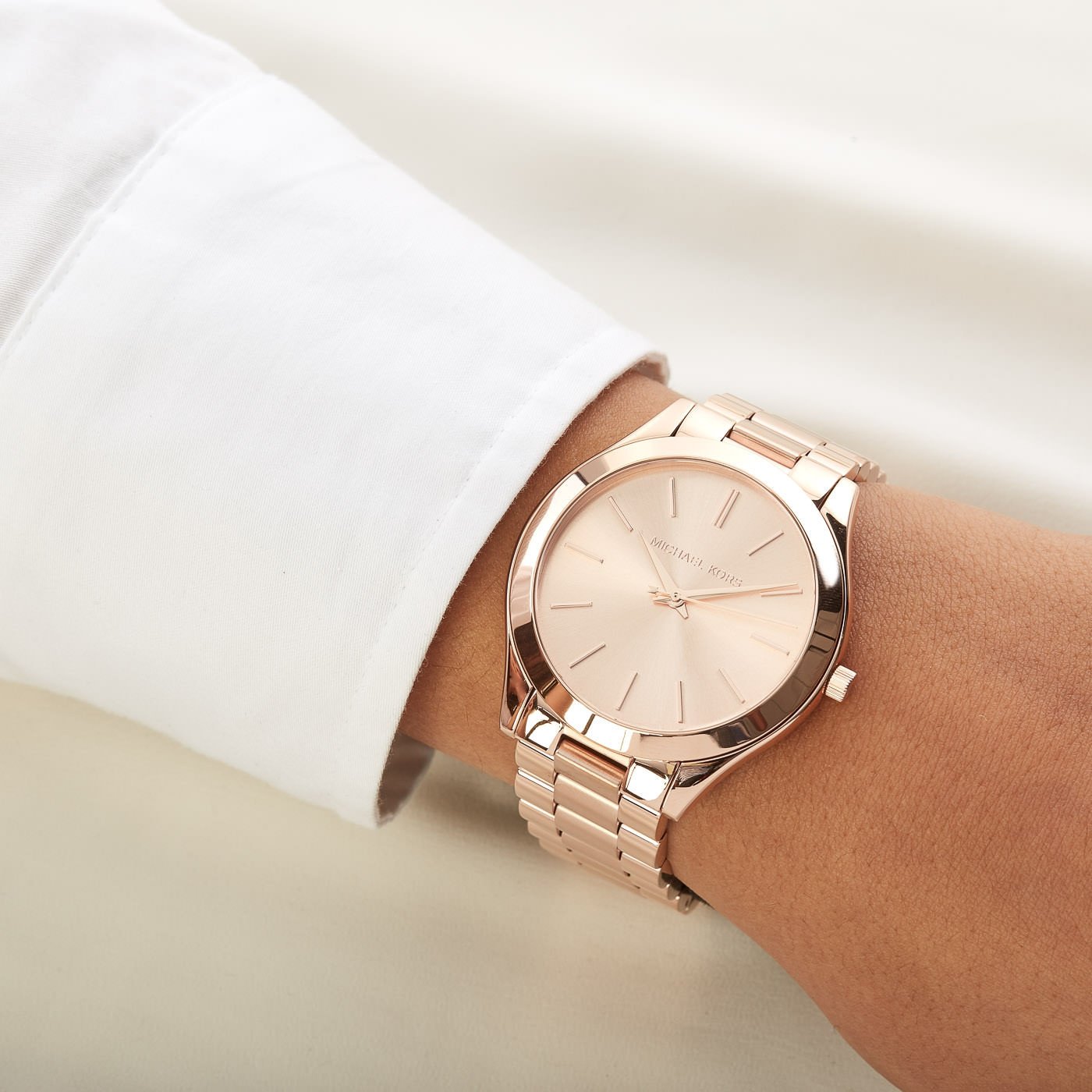 Michael Kors Slim Runway Rose Gold-tone Dial Unisex Watch MK3197 Water resistance: 50 meters / 165 feet Movement: Quartz