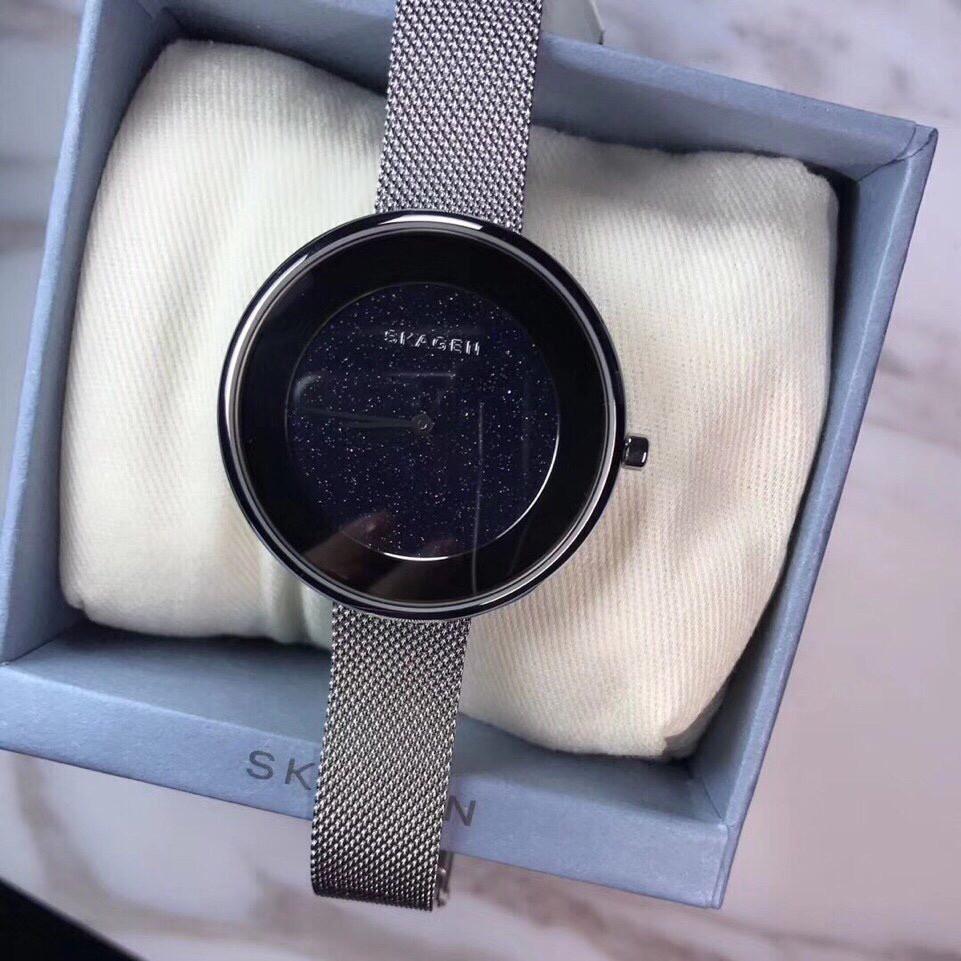 Skagen Gitte Black Dial Stainless Steel Mesh Ladies Watch SKW2384