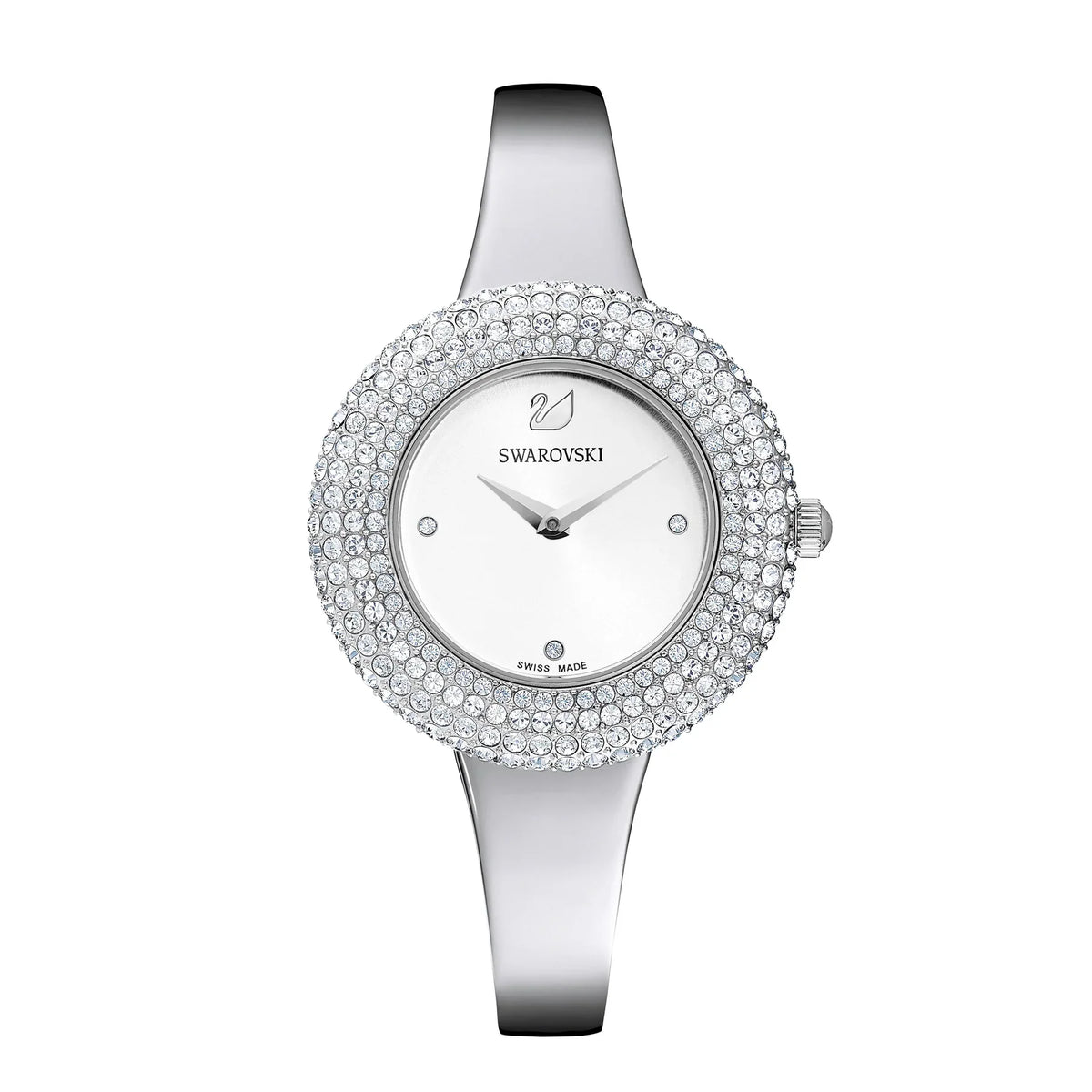 Swarovski Crystal Sparkling Micro-Pave Silver Dial Silver Steel Women's Watch - 5483853
