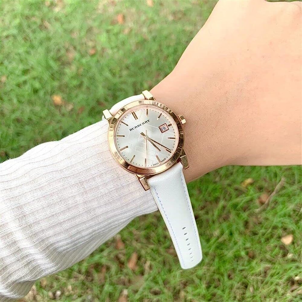 Burberry Women's Large Check White Leather Strap  Women's Watch BU9108 - Dawson Watches #3