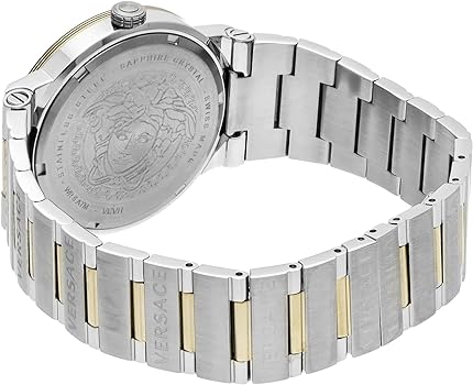 Versace Greca Silver Two-Tone Blue Dial Women's Watch VEVH01120 - Dawson Watches #4