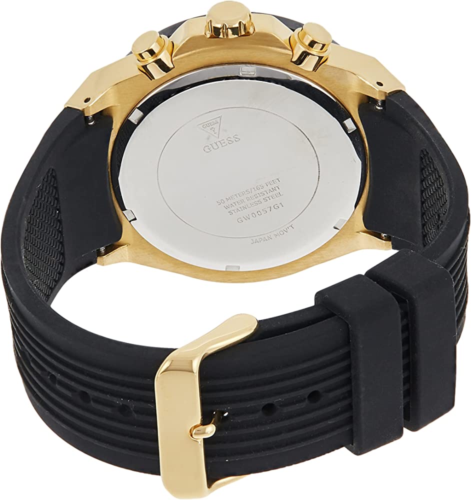 Guess Gold Case Black Strap Men's Watch GW0057G1