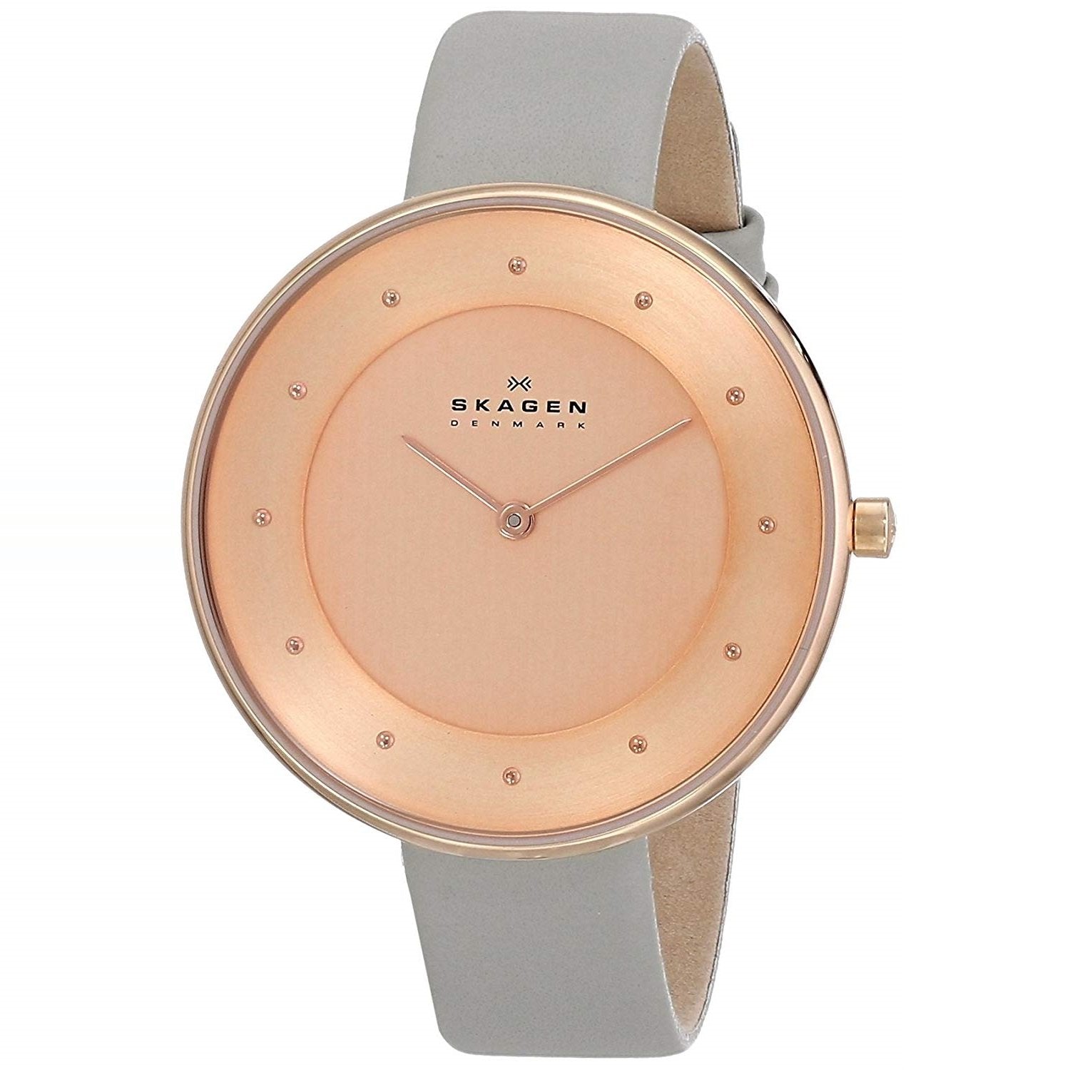 Skagen Gitte Rose Dial Leather Strap Women's Watch SKW2139