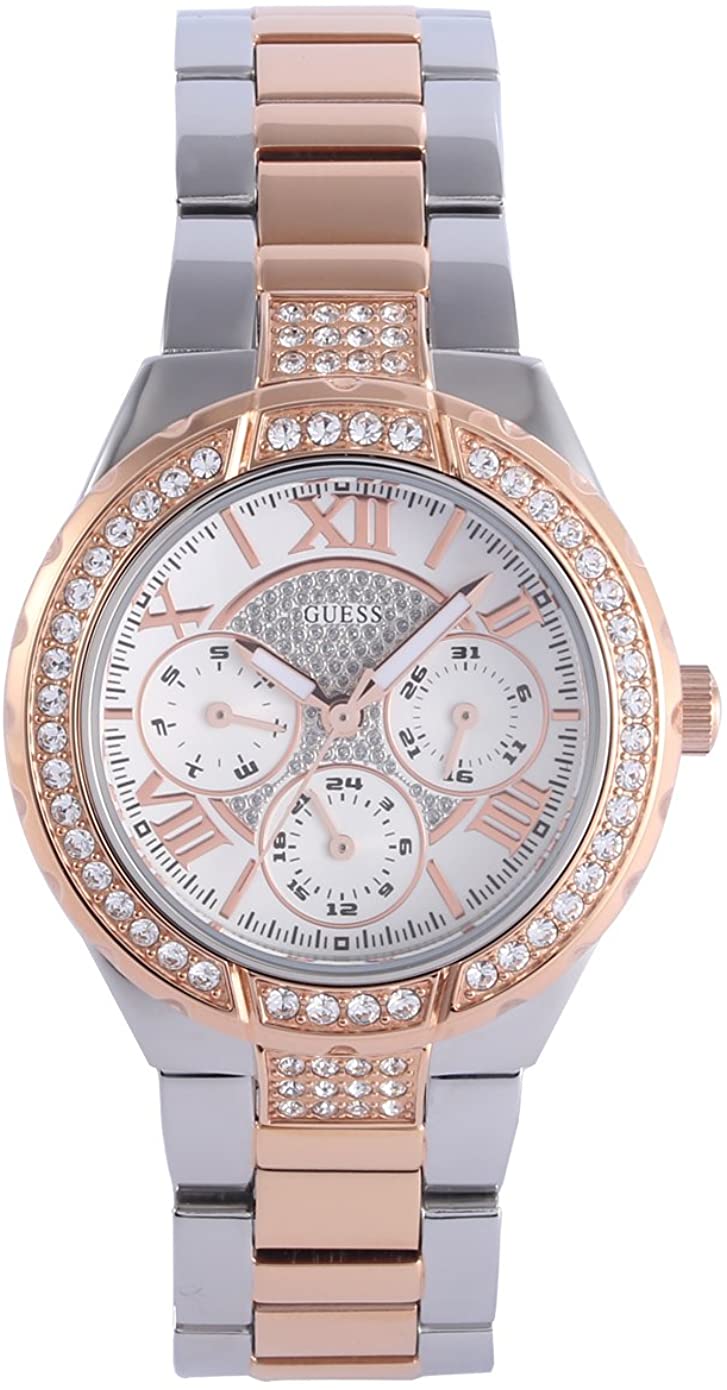 GUESS Women's  Sparkling Hi-Energy Silver- And Rose Gold-Tone Watch  W0111l4 - Dawson Watches