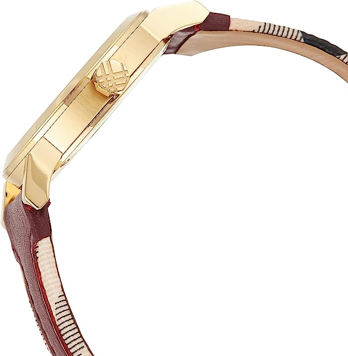 Burberry Women's Red Leather and Check Fabric Women's Watch BU9111 - Dawson Watches #2