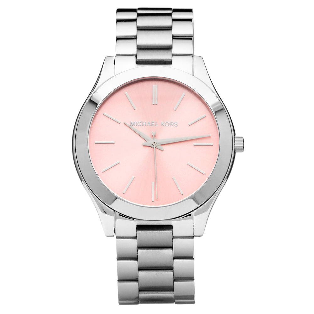 Michael Kors Silver Slim Runway Pink Dial Women's Watch  MK3380 - Dawson Watches