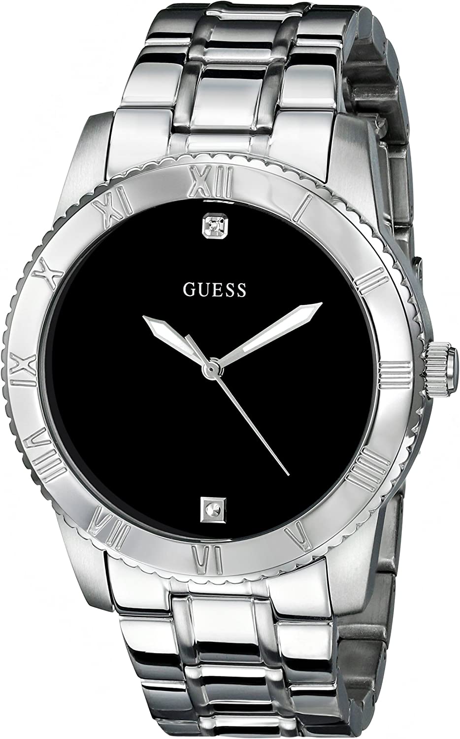 Guess Minimal Black Dial Silver Men's Watch  W0416G1 - Dawson Watches