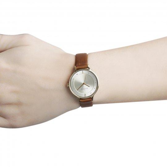 Skagen Anita Champagne Dial Brown Leather Ladies Watch SKW2147