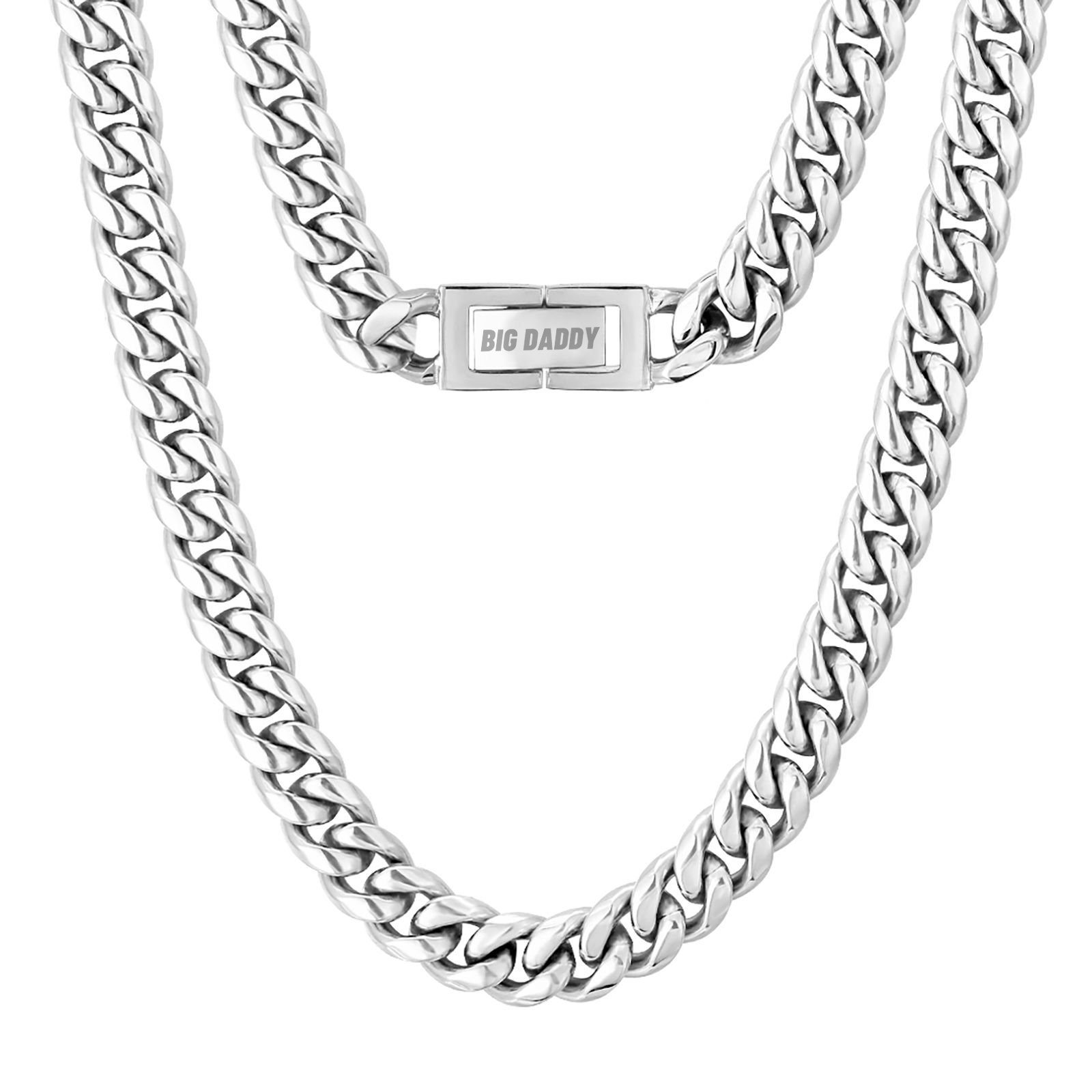 Big Daddy 10mm All Silver Cuban Long Chain