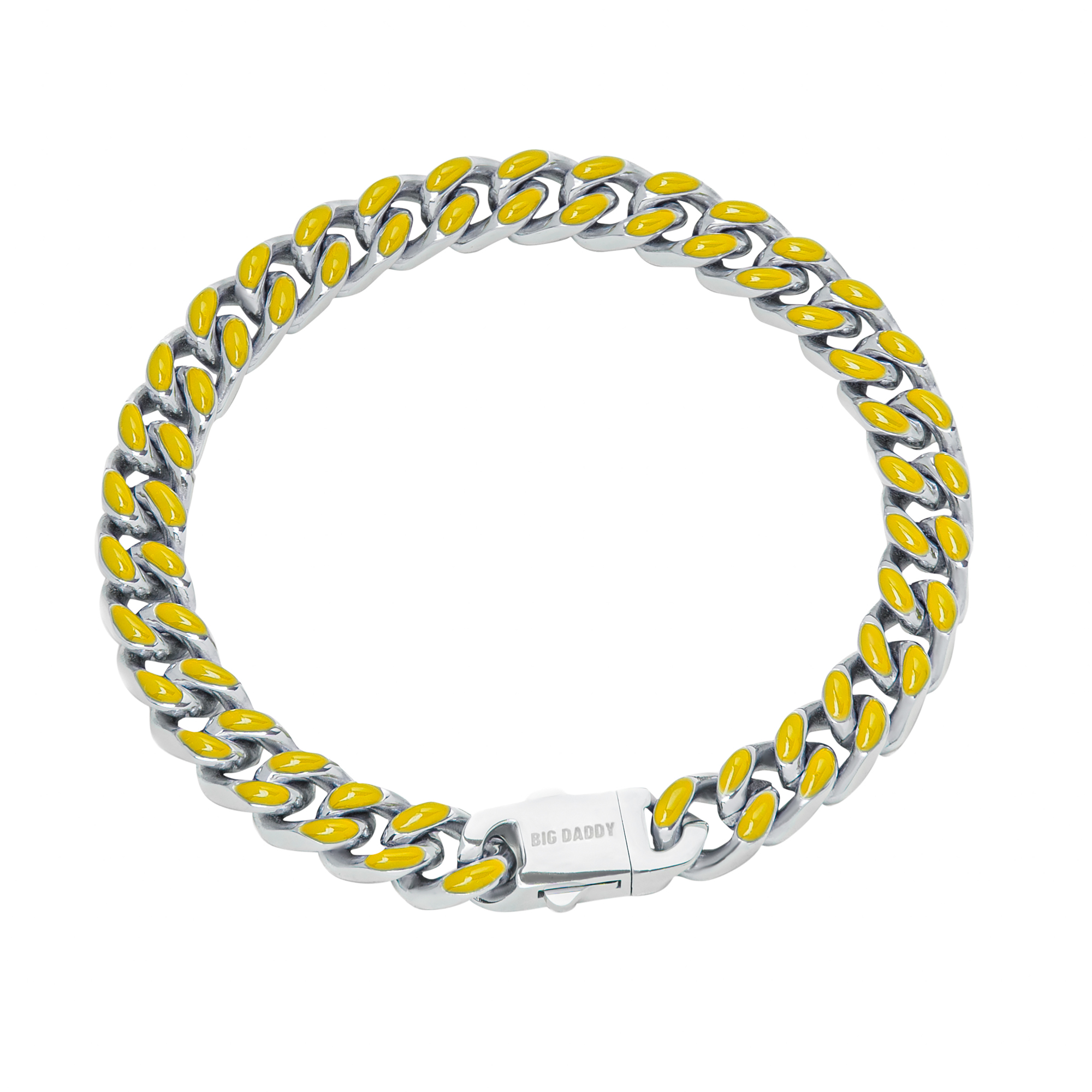 Big Daddy 9MM Enamel Yellow Steel Cuban Bracelet