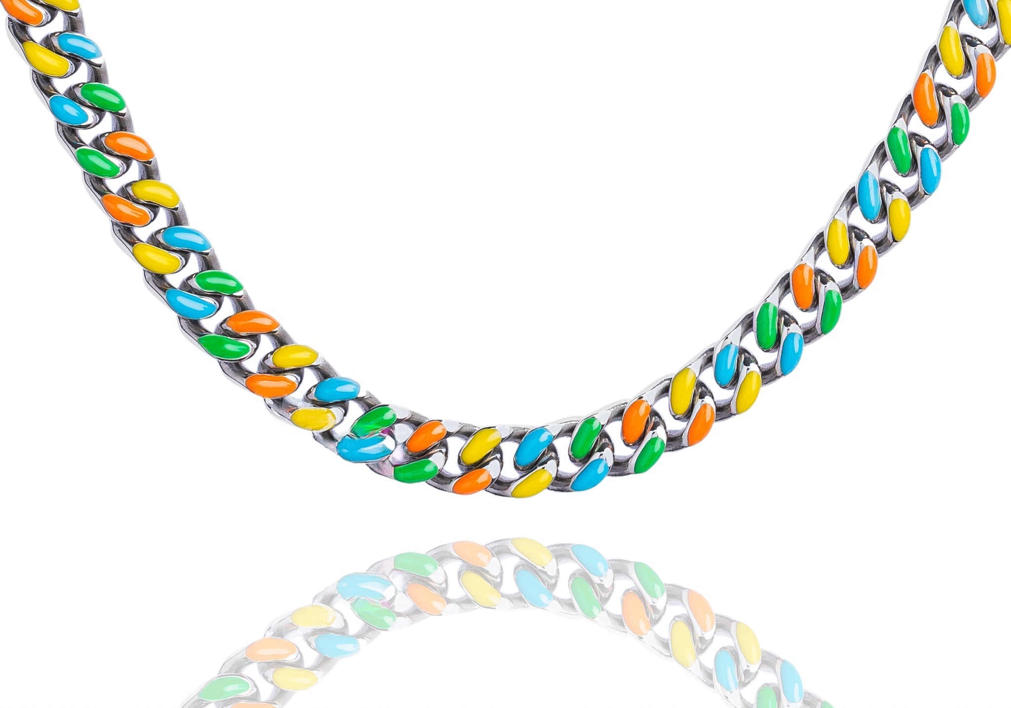 Big Daddy 8MM Mutli-colour Enamel Steel Cuban Chain