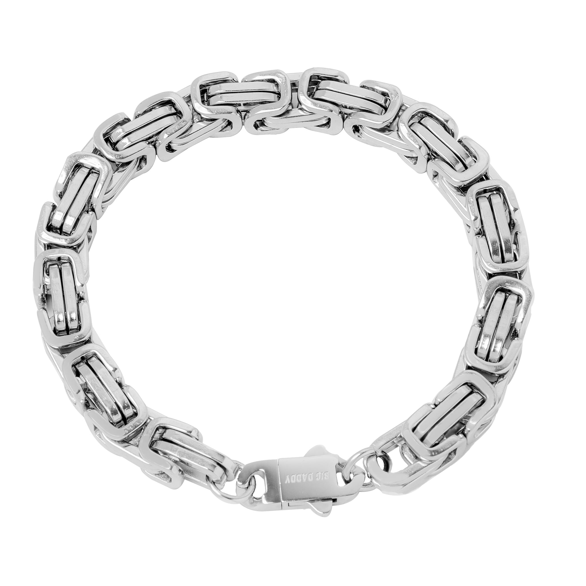 Big Daddy 8MM Byzantine Link 18K Silver Bracelet