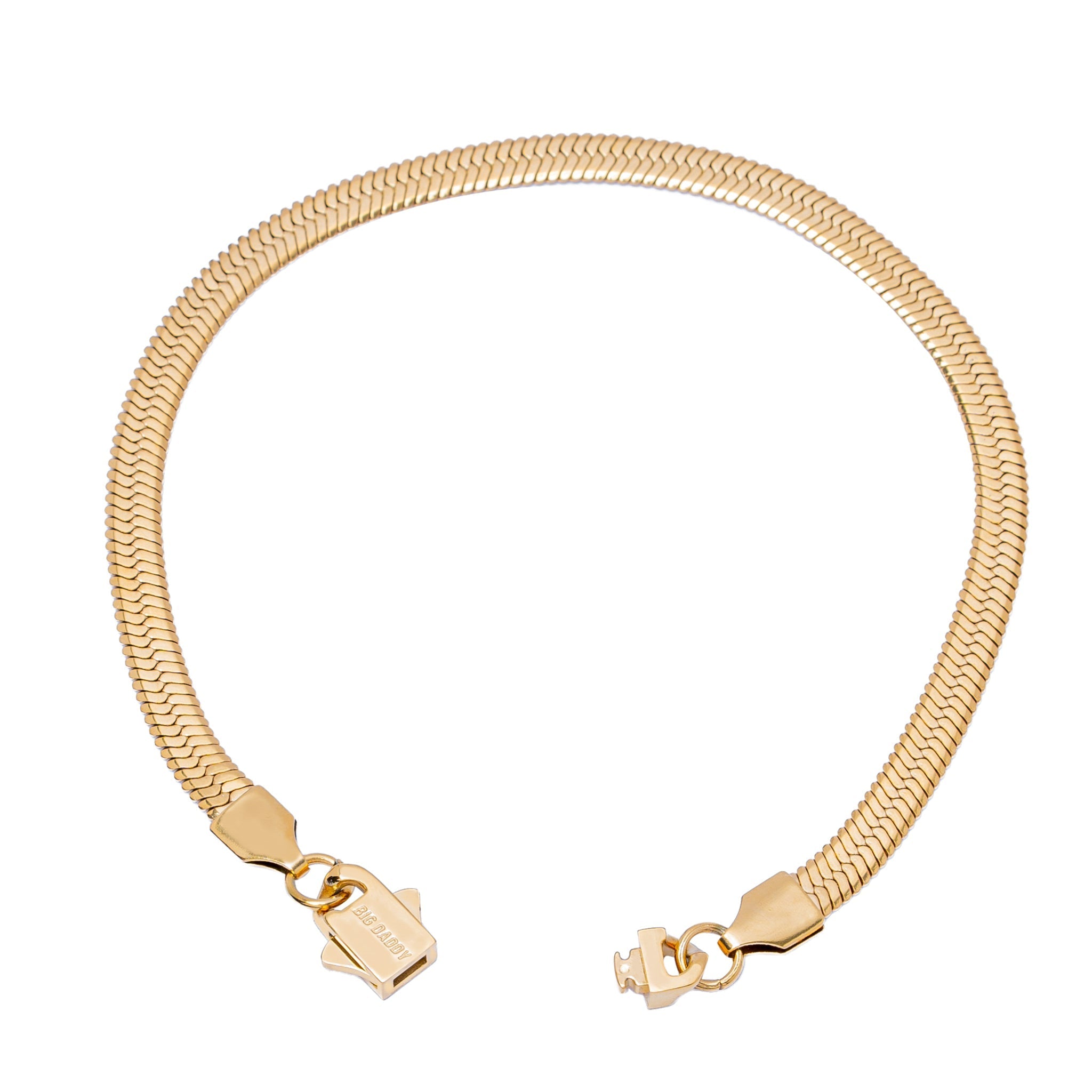 Big Daddy 5MM Gold Flat Herringbone Bracelet