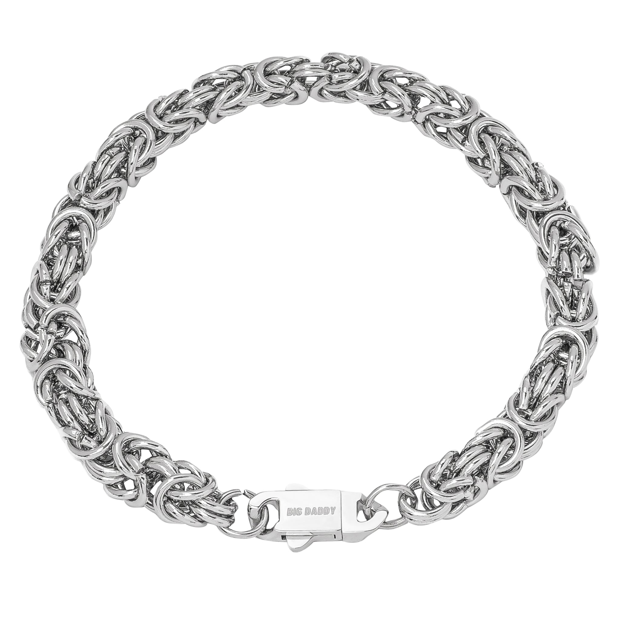 Big Daddy 8MM Byzantine Link Silver Steel Bracelet