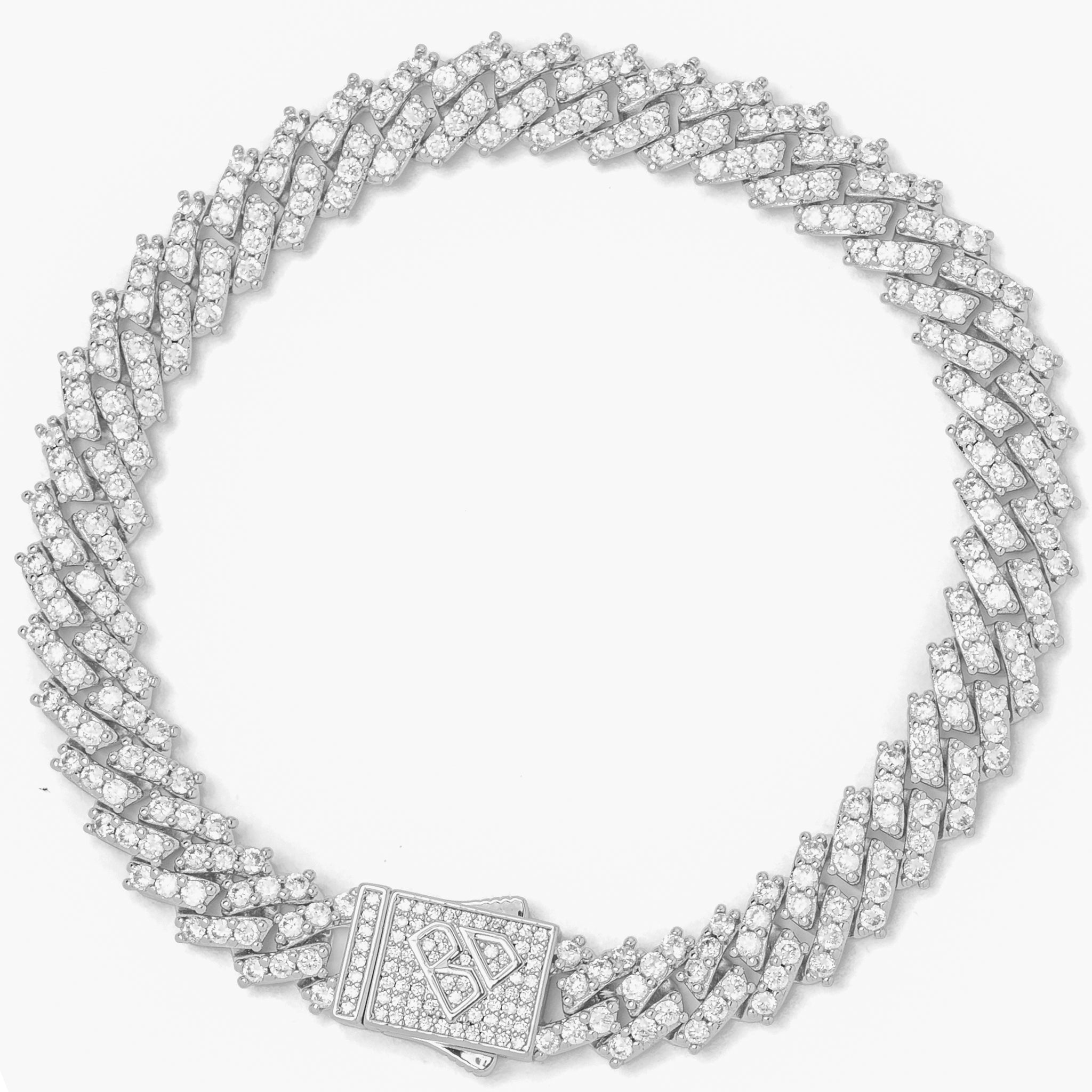 Big Daddy 9MM Diamond Prong Silver Cuban Link Bracelet