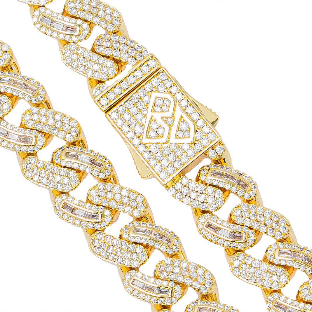 Big Daddy 10MM Baguette Iced Out Gold Cuban Chain