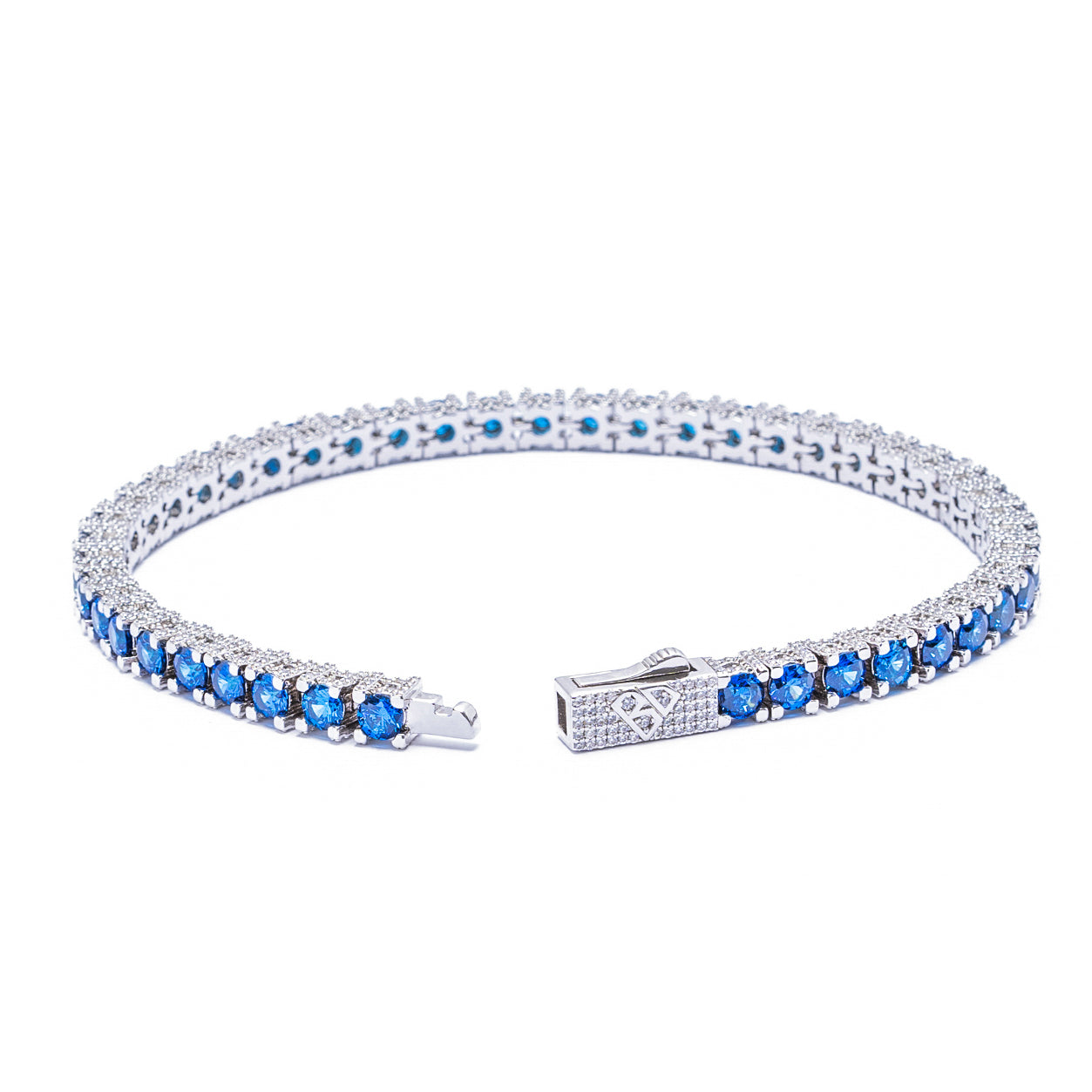 Big Daddy 4MM Silver Blue Tennis Bracelet