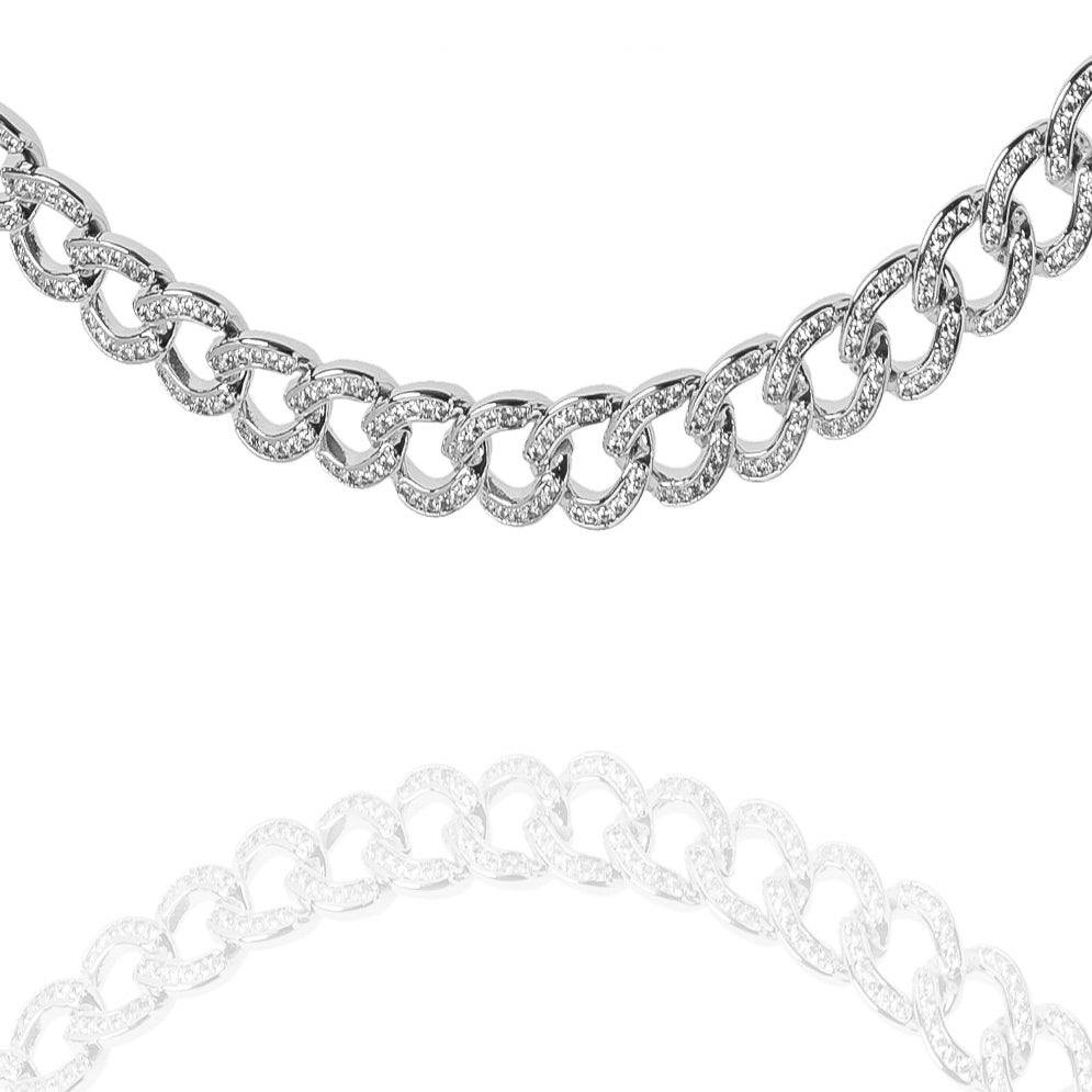 Big Daddy 8MM Iced Curb Cuban Silver Chain