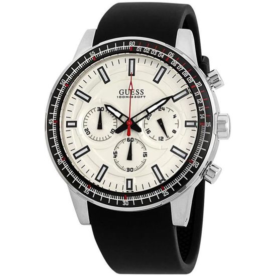 Guess Men's White Dial Silicone Band Men's Watch  W0802G1 - Dawson Watches