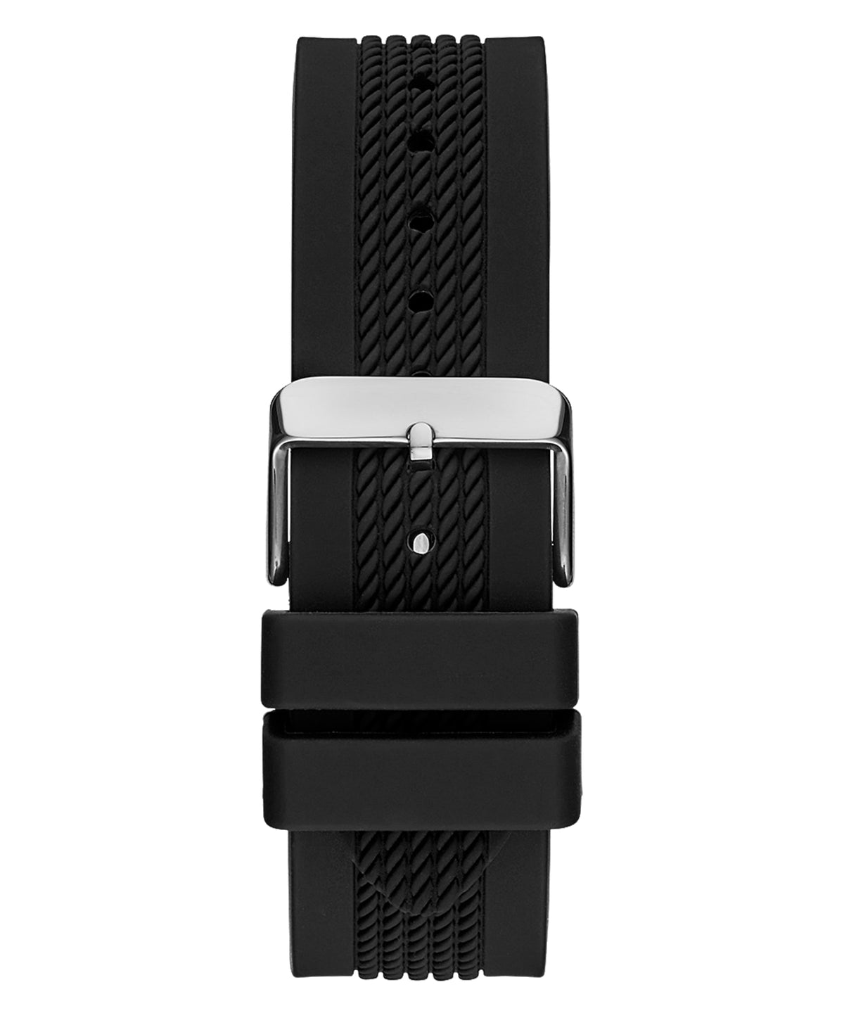 Guess Silver Tone Black Silicone Men's Watch GW0051G1