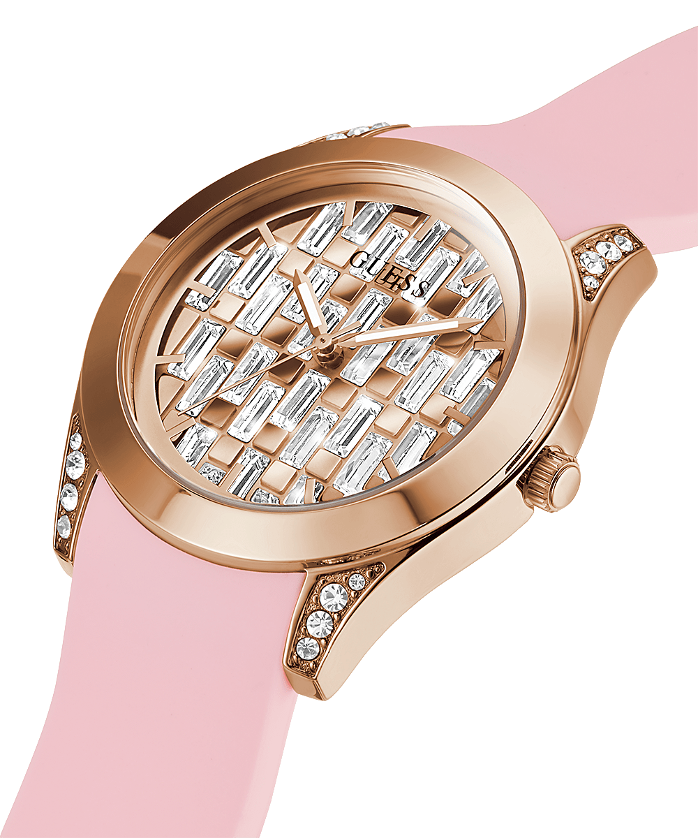 Guess Clarity Rose Gold Silicone Women's Watch GW0109L2