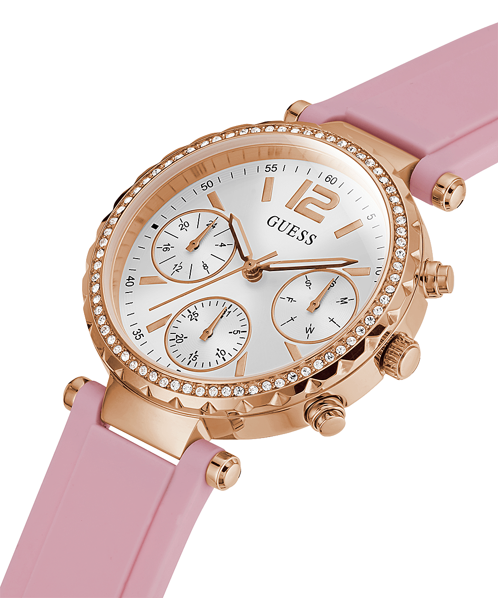 Guess Solstice Rose Gold Silicone Women's Watch GW0113L4