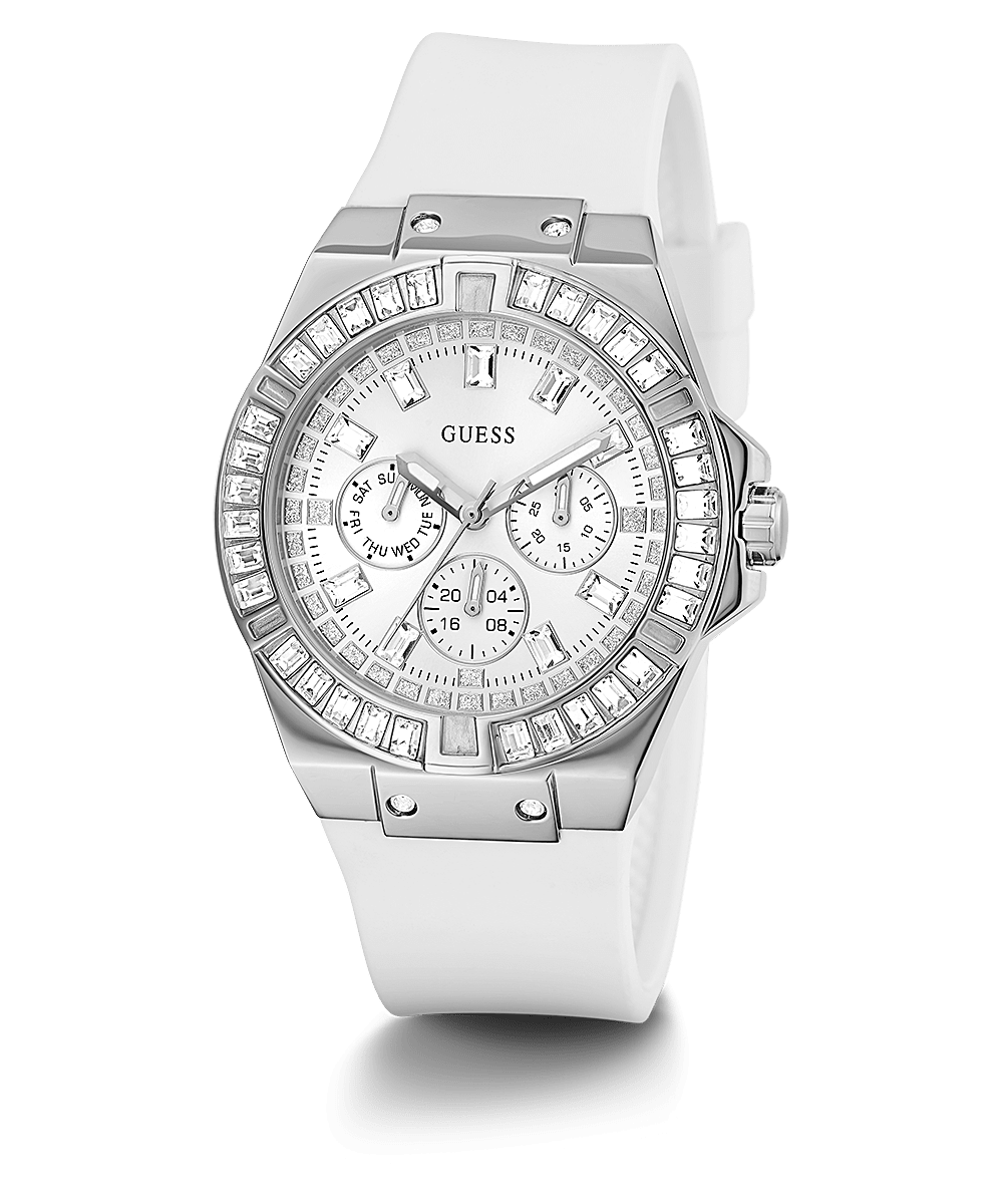 Guess Venus Silver Case Silicone Strap Women's Watch GW0118L3