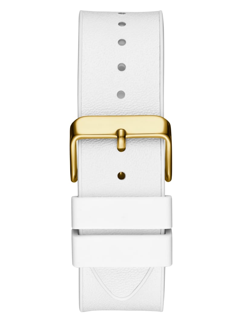 Guess Gold Case White Silicone Strap Men's Watch GW0202G6