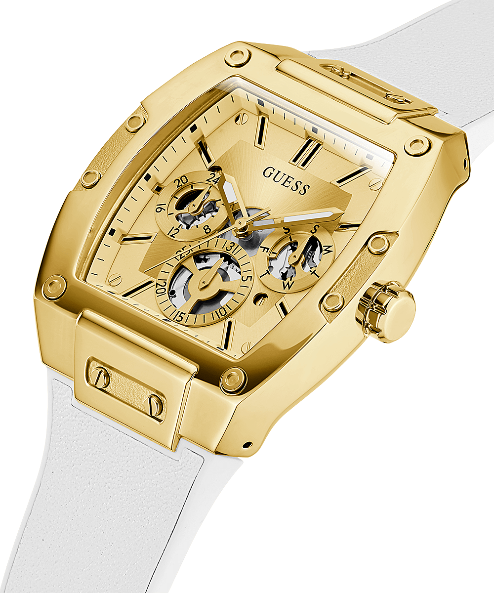 Guess Gold Case White Silicone Strap Men's Watch GW0202G6