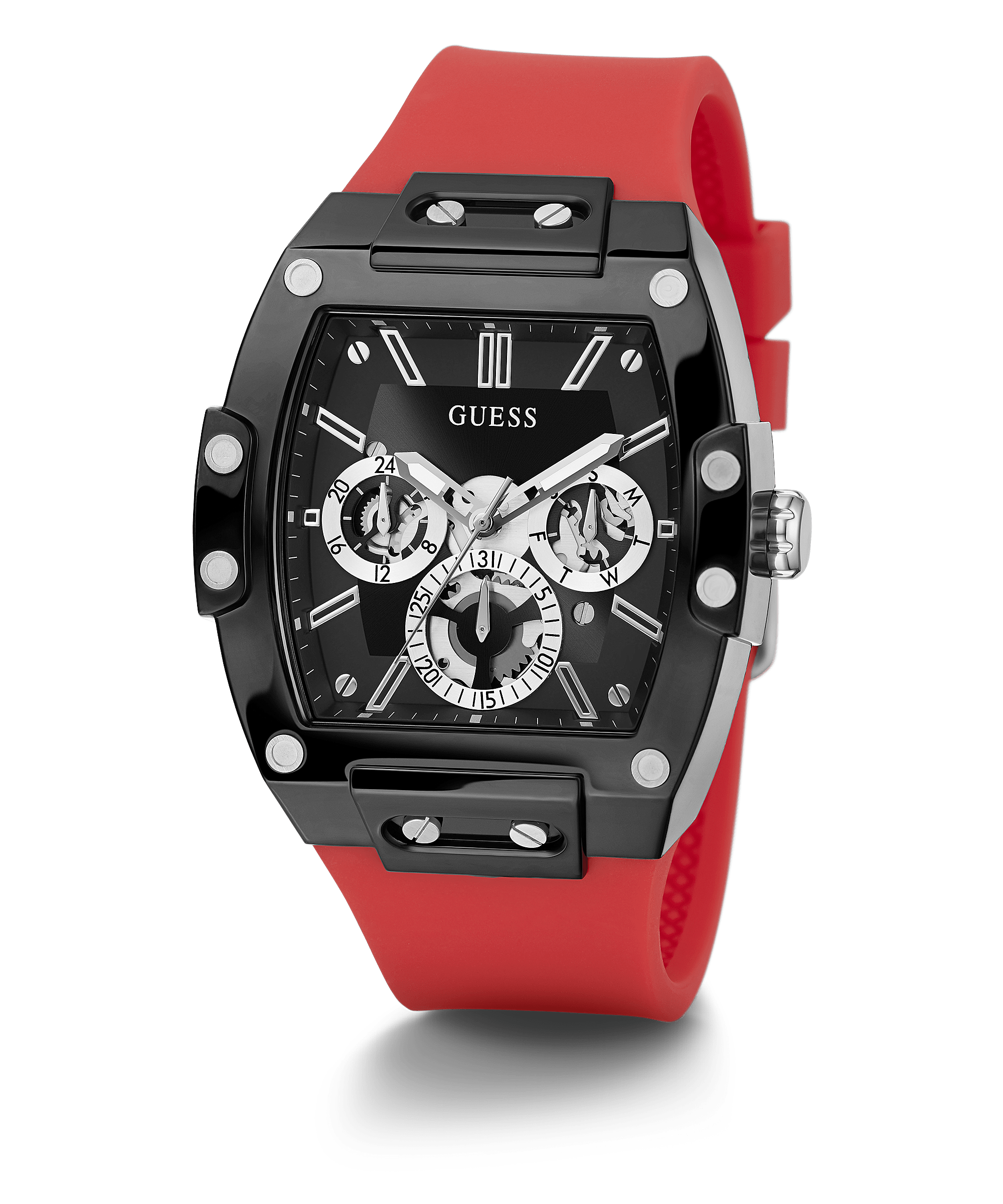 Guess Black Case Red Silicone Men's Watch GW0203G4