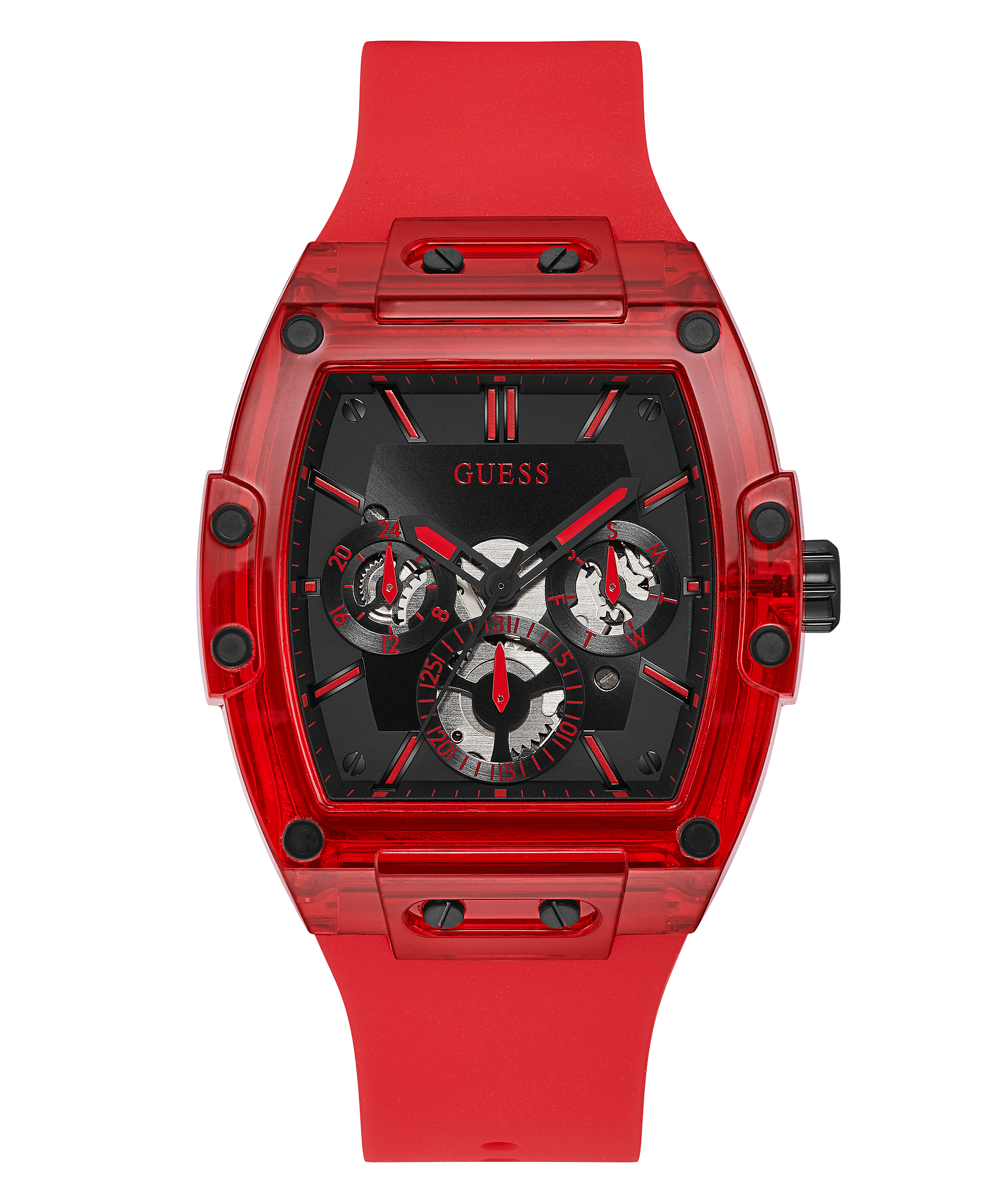 Guess Red Case Silicone Men's Watch GW0203G5