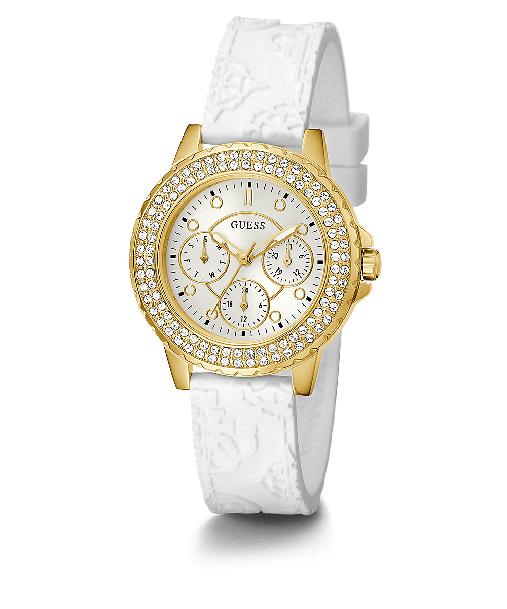 Guess Crown Jewel White Silicone Strap Women's Watch GW0411L1