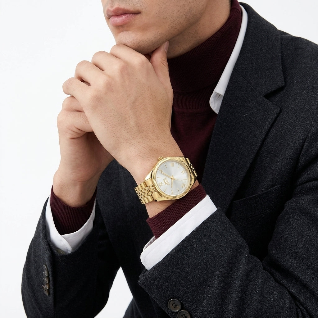 Slazenger Classic Fashion Silver Dial Gold Watch - SL.09.2596.3.130