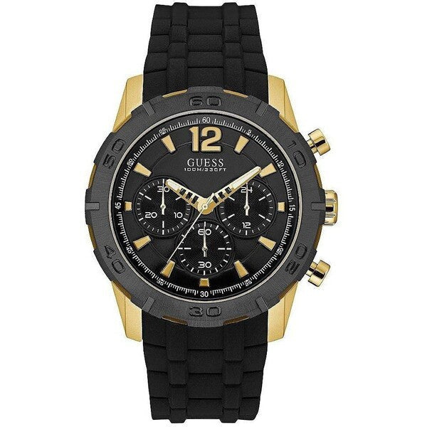 Guess Caliber Black Silicone Strap Strap Black Dial Chronograph Quartz Men's Watch  W0864G3 - Dawson Watches