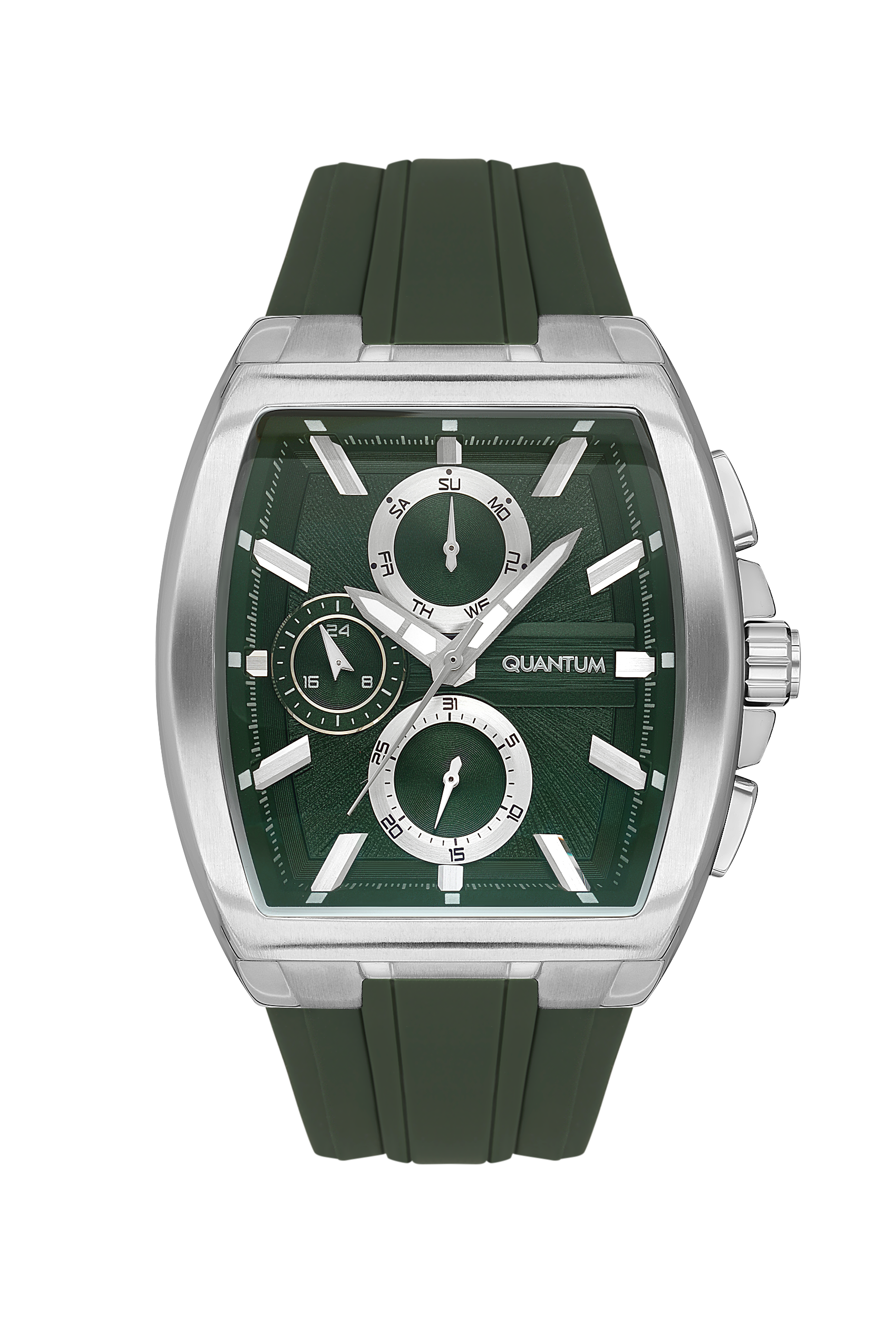 Quantum Men's Green Chronograph Silicone Strap Watch – HNG997.375