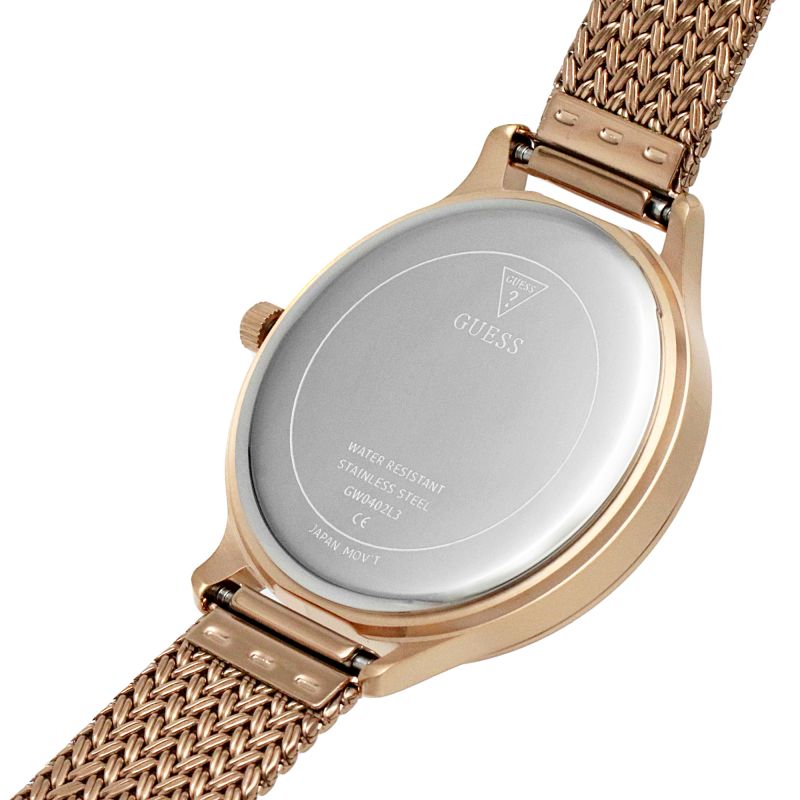 Guess Soiree Rose Gold Tone Mesh Strap Women's Watch GW0402L3