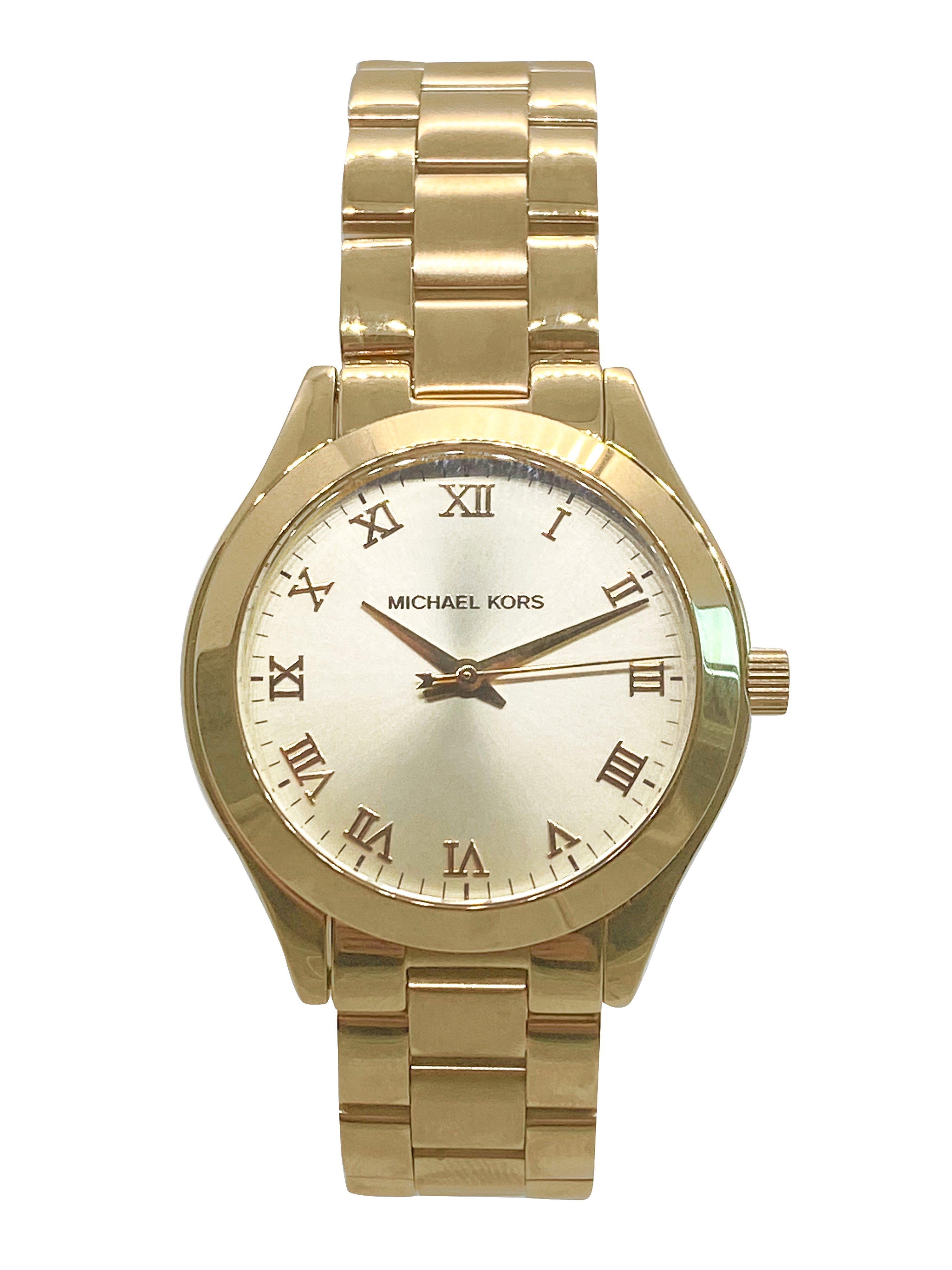 Michael Kors Slim Runway Gold Tone Dial Ladies Dress Watch MK3456