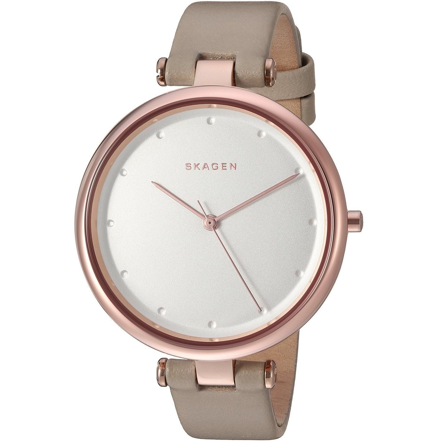 Skagen Tanja White Dial Beige Leather Ladies Watch SKW2484