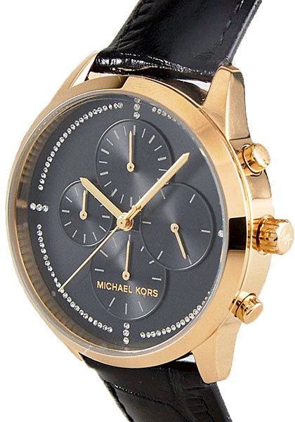 Michael Kors Slater Black Leather Strap Women's Watch MK2686 - Dawson Watches #3