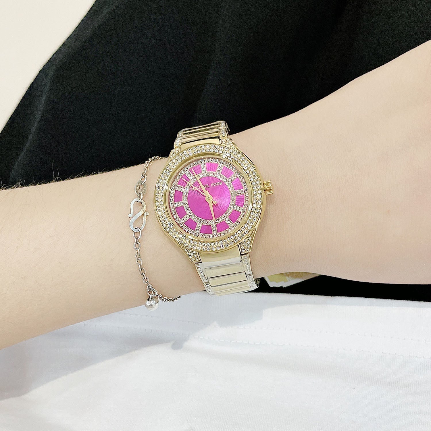 Michael Kors Mini Kerry Fuchsia Dial Gold-tone Ladies Watch MK3442