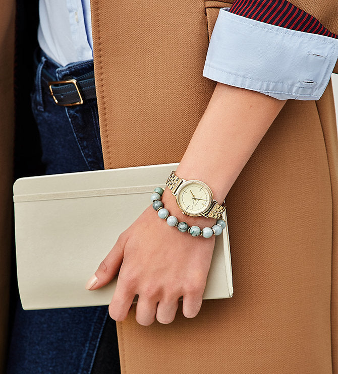 Michael Kors Cinthia Gold Dial Crystal Ladies Watch MK3681