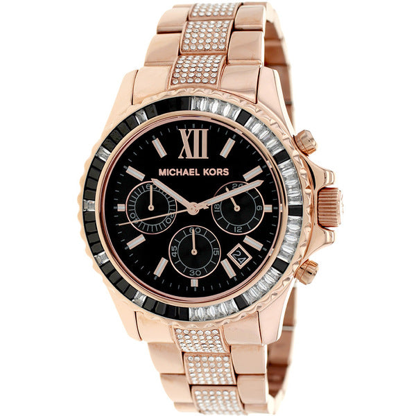 Michael Kors Rose Gold Everest Black Dial Chronograph Women's Watch  MK5875 - Dawson Watches