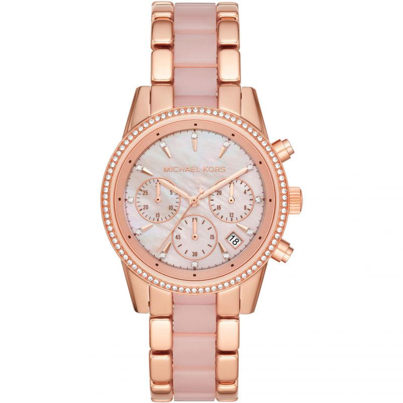 Michael Kors Ritz Rose Gold Acetate Strap Unisex Watch MK6769