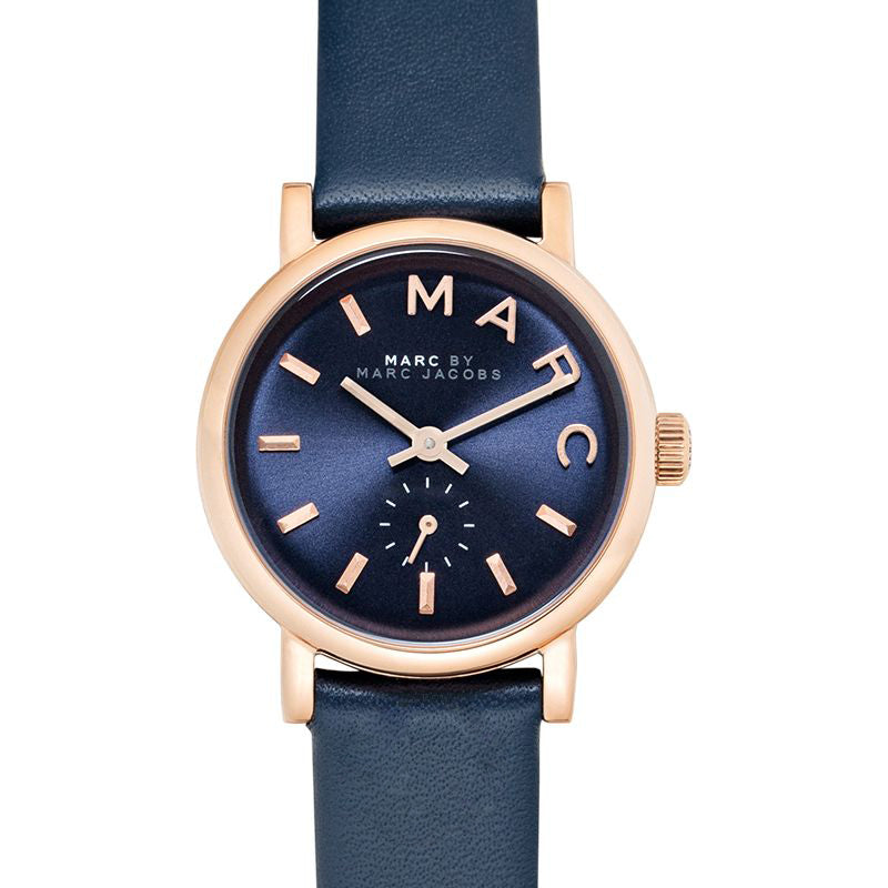 Marc Jacobs Baker Navy Dial Leather Strap 28mm Ladies Watch MBM1331